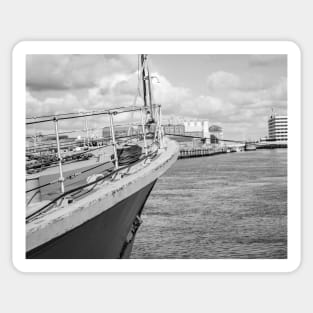 Front end of a moored ship in the seaside town of Great Yarmouth, Norfolk Sticker